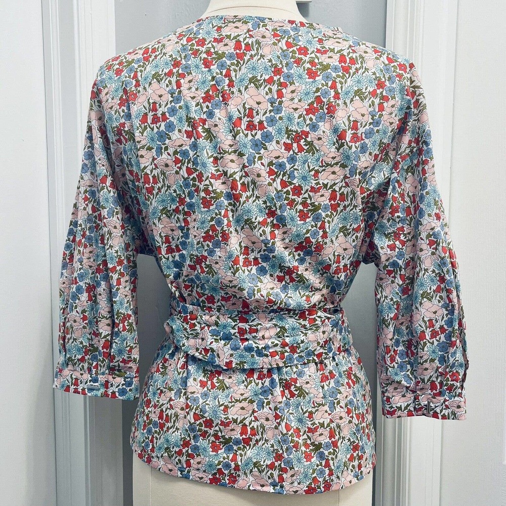 Bagutta Charlotte Floral Wrap Top Blouse Asian 100% Cotton Women’s 8 Italy EUC - Picture 5 of 15